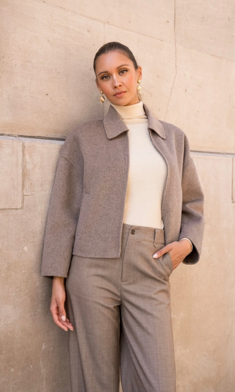 Francine Short Coat Taupe