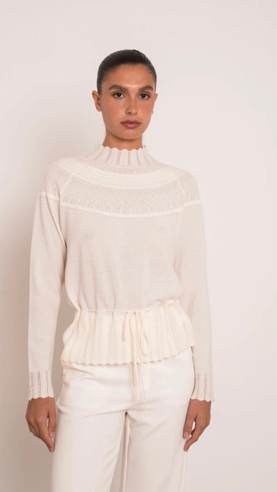 Patricia High-neck Sweater Ecru