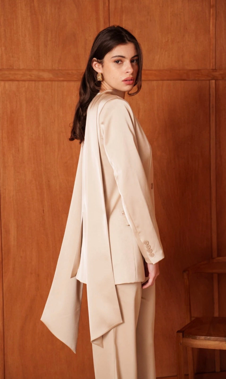 Cecine Blazer & Scarf Beige