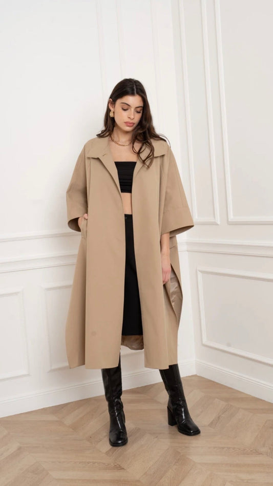 Long batwing trench-style cape jacket