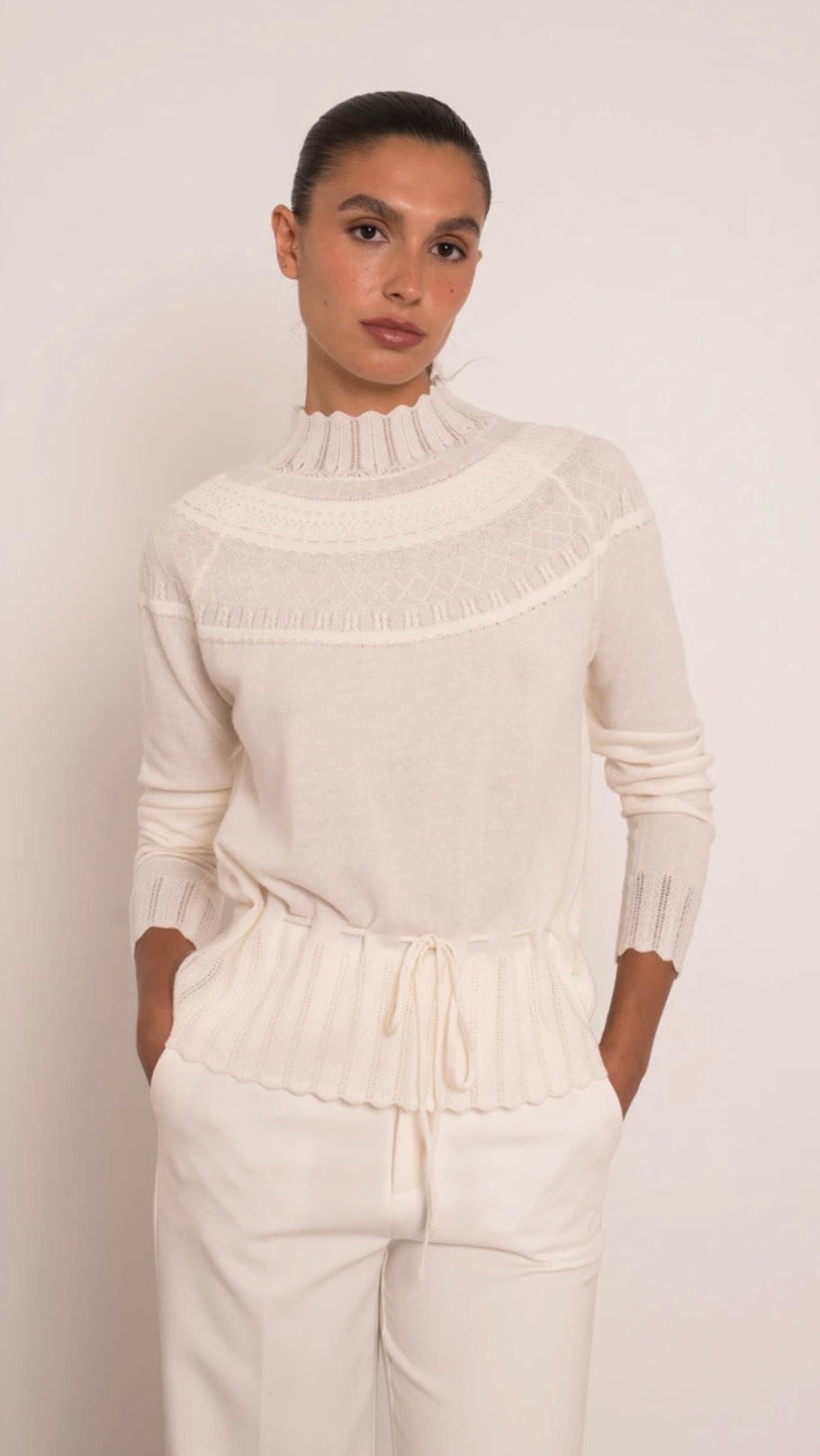 Patricia High-neck Sweater Ecru