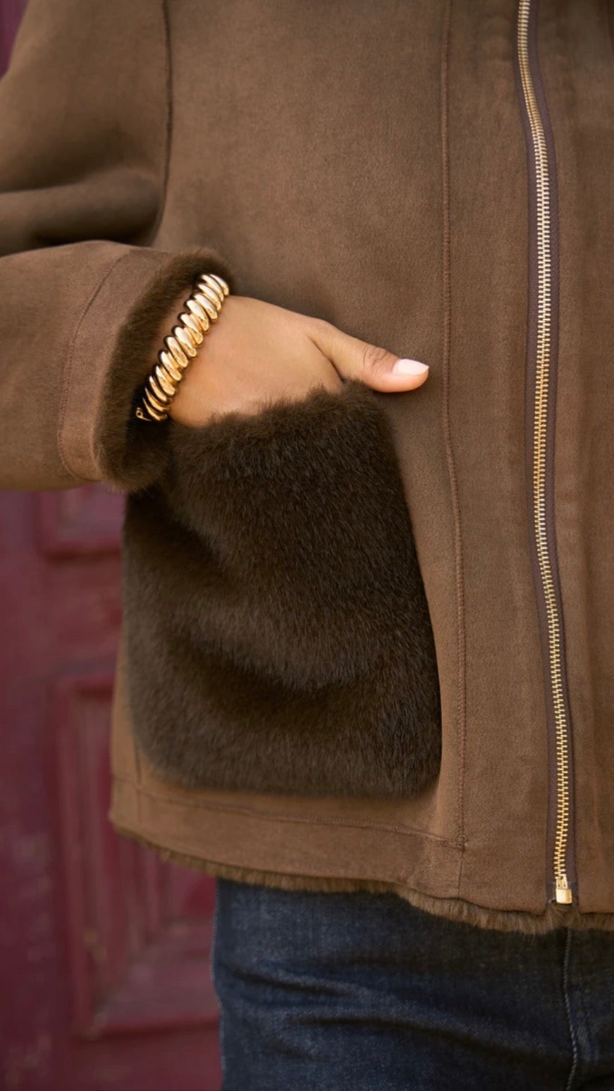 2-in-1 reversible faux fur jacket
